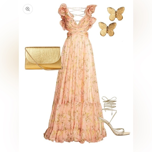 MAC DUGGAL
Pink Ruffle Tiered Floral Cut-Out Chiffon Gown size 10 NWT - Picture 5 of 9